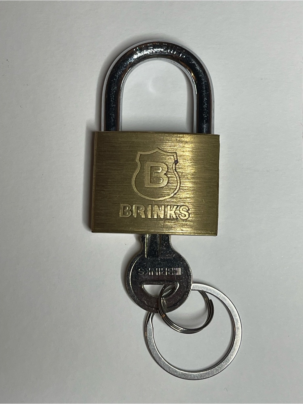 Brinks Brass and Silver Padlock with Keyring